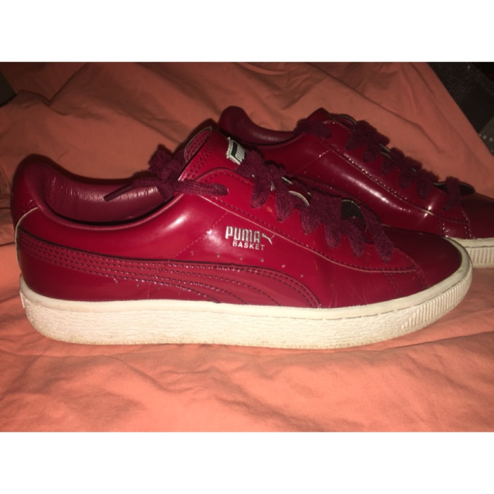 Puma Basket Heart Patent Leather Burgundy Trainers